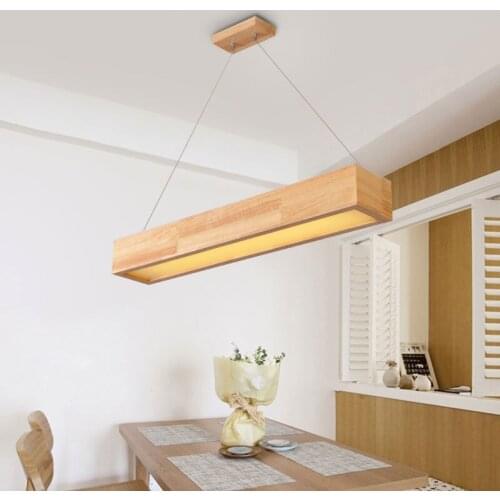 European style modern personality solid wood Japanese style bar LED restaurant office wood rectangular Pendant Lights LX102711