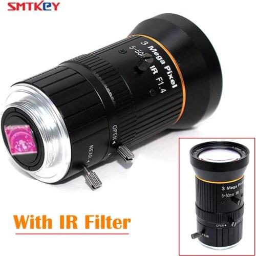 HD 5-50mm Manual Iris Varifocal Lens 3MP 1/2.7" CS Mount CCTV Lens With 650nm IR Filter For IP AHD USB BOX Camera