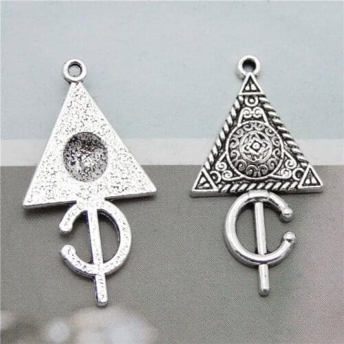 Julie Wang 20PCS Triangle Symbol Charms Antique Silver Color Zinc Alloy Pendants Jewelry Making Accessory