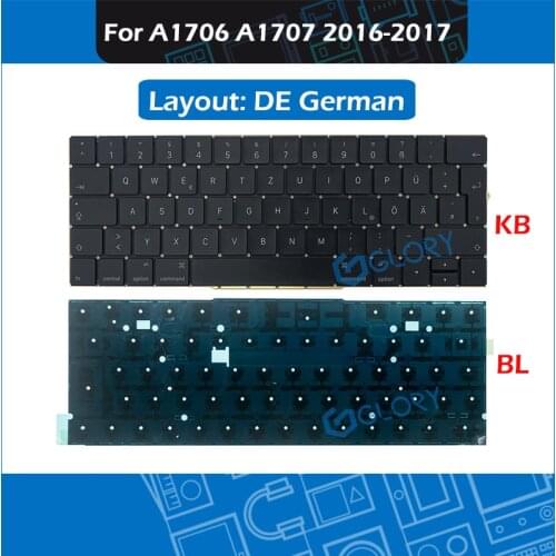 New German standard A1706 A1707 Keyboard For Macbook Pro Retina 13" 15" Touchbar Germany Keyboard + Backlight 2016 2017