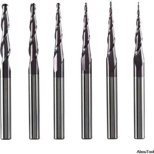 Tungsten Carbide End Mill 4mm 6mm 8mm Ball Nose Tapered End Mills Router Bits CNC Taper Wood Metal Milling Cutter Woodworking