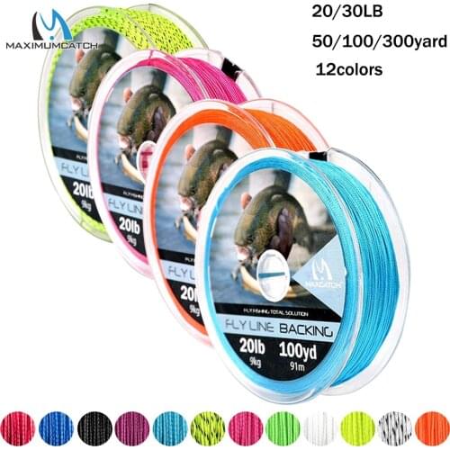 Maximumcatch Backing Fly Fishing Line 20/30LB 50/100/300Yards Backing Line Multi Color Braided Fly Line