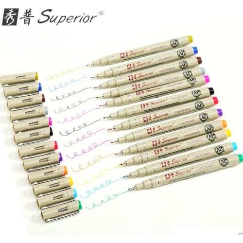 12 Color 0.5mm Sketch Micron Pen Fineliner Tip Drawing Manga Anime Art Markers Finecolour Supplies