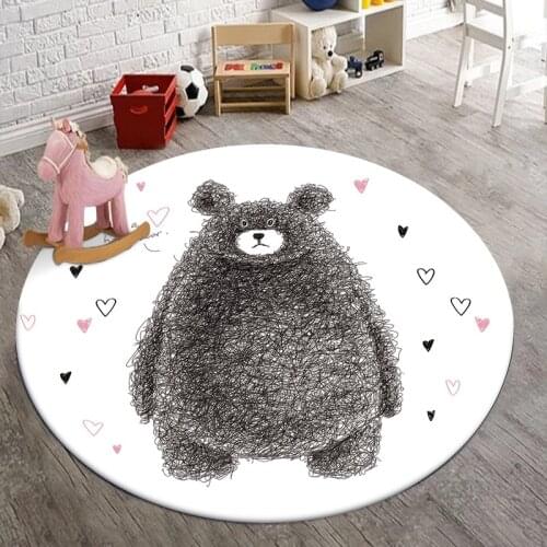 Cute cartoon bear Carpet bathroom door floor mat large rugs kids room round carpet doormats balcony bath rug tapis salon mat rug