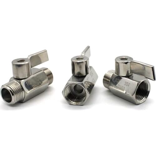 1/8" 1/4" 3/8" 1/2" 3/4" NPT Female Male Mini Sanitary Ball Valve Homebrew Beer SUS 304 Stainless Steel With Stainless Hanlde