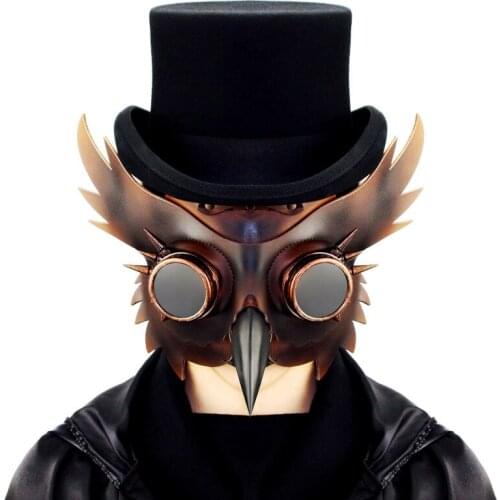 Fashion Cosplay Accessories New Steampunk Vintage Middle Ages Style Pu Leather Plague Owl Mask 2021 Halloween Masquerade Costume