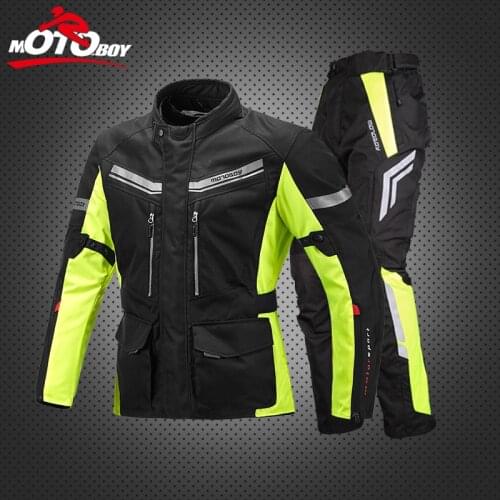 MOTOBOY Motorcycle Off-Road Racing Jacket Body Armor Riding Pants Motocross Mens Clothing water proof movable warm liner J13