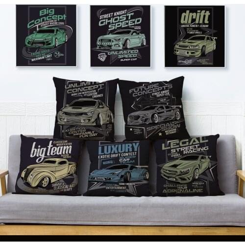 Cartoon Vintage Pickup Trucks SUV Sport Car Print Pillowcase 50 Design Polyester Cushion Cover Kid Gift Home Decor Pillows Cases