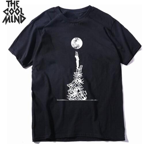 COOLMIND 100% cotton short sleeve creative men t shirt casual summer loose men Tee shirt tee shirts mens o-neck male t-shirt