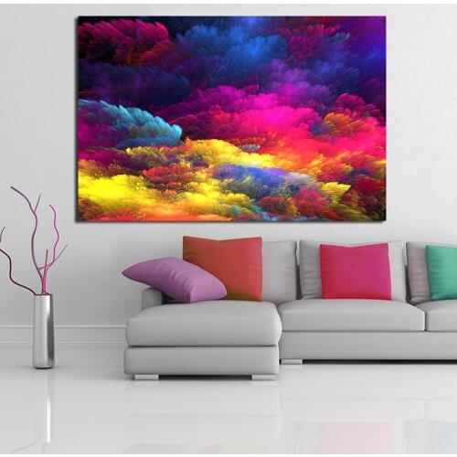 JQHYART Wall Art Rainbow Colorful Colors Splash Wall Picture For Living Room Home Decor Oil Painting On Canvas Wall Painting