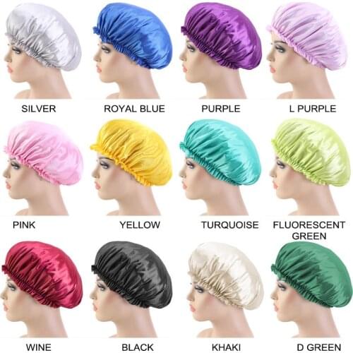 Nightcap Silky Bonnet Hair Caps Elastic Wide Side Hair Loss Caps Cosmetic Hair Dress Night Sleeping Cap Chemotherapy Hats Women