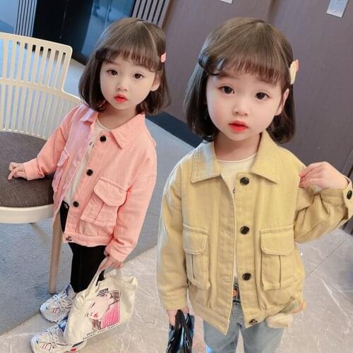 2021 Girl New Clothes Spring Autumn Solid Coat Back Cat Printing Cute Jackets For Baby Girls Fashion Children Clothes