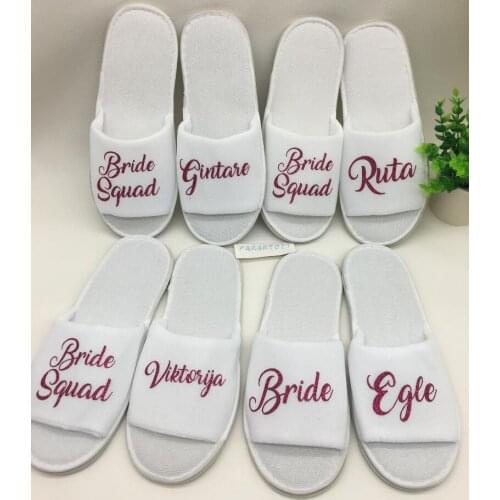 Personalized I DO Wedding Slippers Wedding Bride & Bridesmaid Name Slippers Bachelorette squad party favors gifts wedding gifts