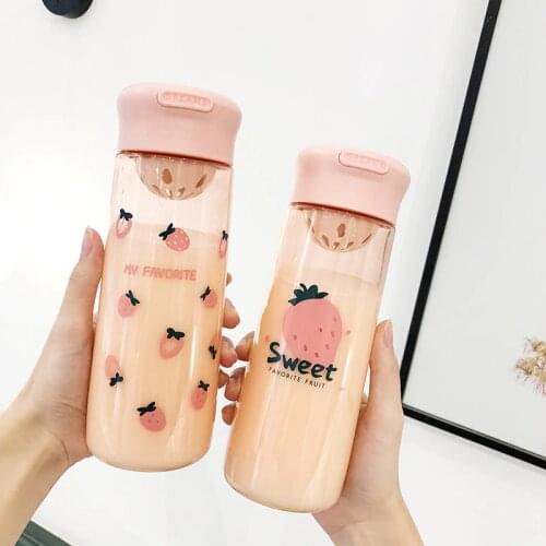 Plastic with tea, easy to handle cup, tea, lovely girl portable water cup, high temperature resistant, flower tea, anti falling