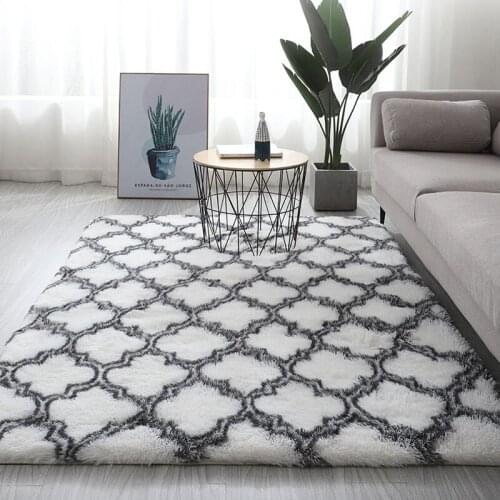 Plush Carpet Bedroom Carpet Living Room Long Hair Bedroom Mat Windows Foot Mattress Blankets Carpet Table Bedside Carpet 2021