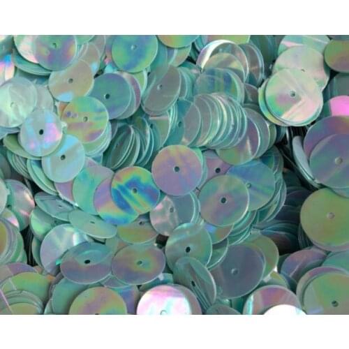 Sewing supplies 12mm Round Light Blue Medium Hole Flat Plated Sequins for Stage Garments