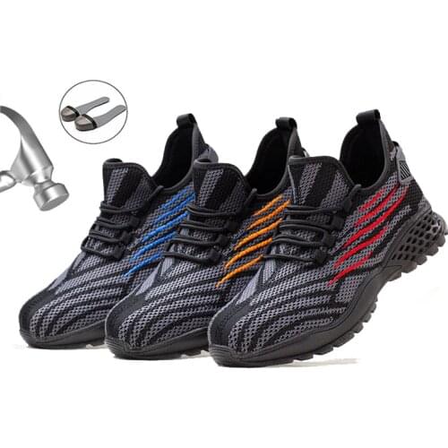 Work Safety Shoes For Men Spring and Autumn Breathable Boots Working Steel Toe Anti-Smashing Construction Safety Work Sneakers