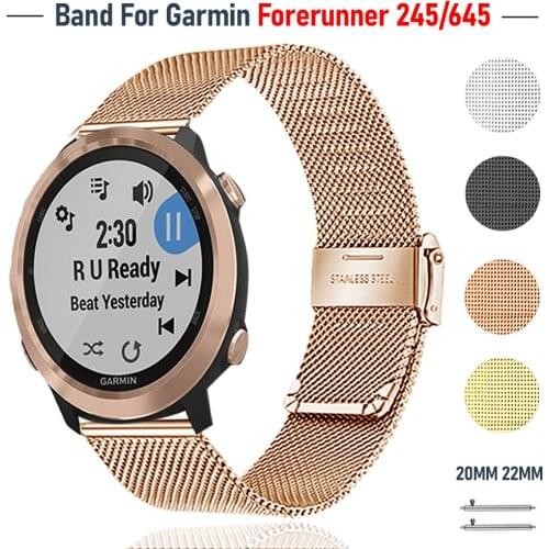Milanese Wrist Strap for Garmin Forerunner 245/645 Music Watch Stainless Steel Watch Band Bracelet for Garmin Watch 20mm 22mm