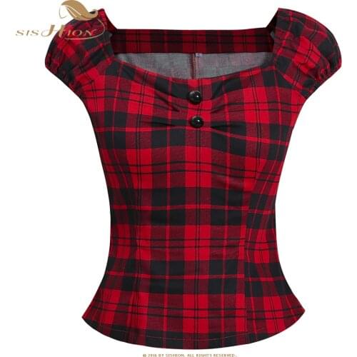 Блузки в клетку Sishion China At AliExpress