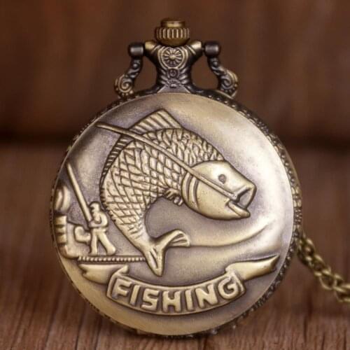 Vintage Pocket Watches Fishing Fish Fob Watch Relogio Masculino For Man Woman Clock Watch Birthday Gifts