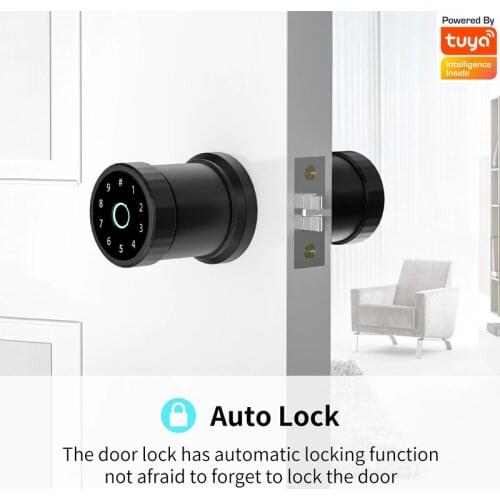 TUYA Fingerprint Doorknob Wifi Smart Door Lock Keyless Touch Screen IC Card Password Key Unlock For Office Home Apartment Garage