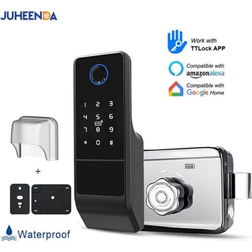 Waterproof Outdoor Fingerprint Smart Door Lock Remote Control Digital Passcode TTLock AppTuya Wifi Electronic Rim Lock For Home