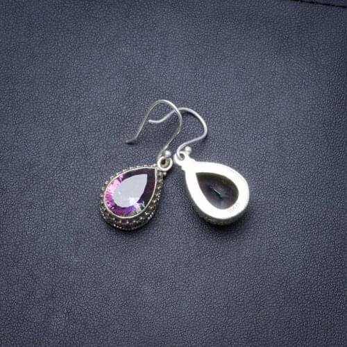 Natural Mystical Topaz Handmade Unique 925 Sterling Silver Earrings 1.25" Y3302