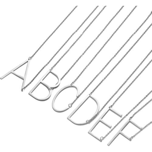 High Polish Stainless Steel Cut Out Alphabet Necklaces DIY Initials From A-Z Letter Pendant Women Jewelry 40cm