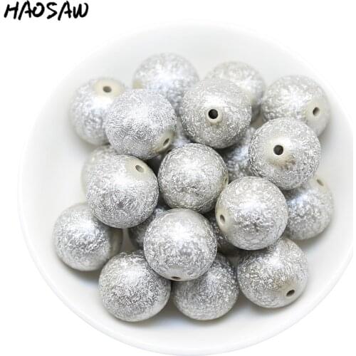 High Quality Fashion Jewelry Accessories 100Pcs/Lot 20MM Chunky Rhodium Wrinkled Beads For Kids Handmade Necklaces Jewelry