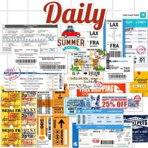 10/25pcs/pack Air Tickets High Quality Stickers Aviation Travel Boarding Pass For Suitcase Laptop Decal Fashion Diy Waterproof
