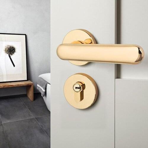 Gold Minimalist Design Door Lock Set Solid Bedroom Door Locks INS Nordic Household Silent Lock With Lock Body And Keys