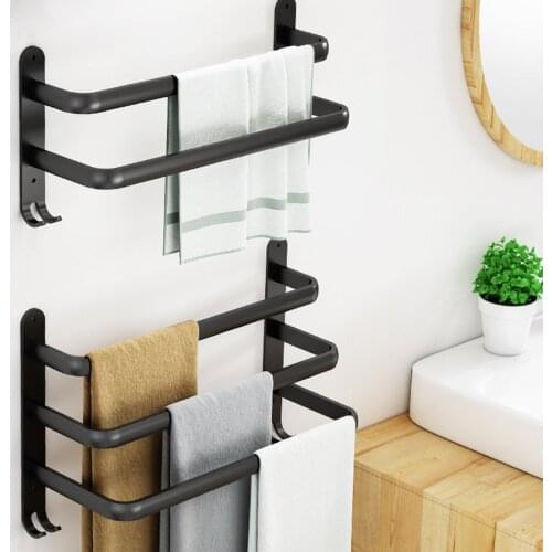 1/2/3 Layer Cloth Holder Shoe Rack Organizer Towel Rack Towel Holder With Hooks Towel Bar Slipper Self Wall Mount Hanger