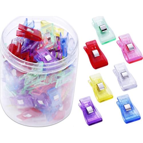 100PCS Plastic Sewing Clips Garment Clips Clamps for DIY Patchwork Fabric Quilting Sewing Knitting Clips with Box