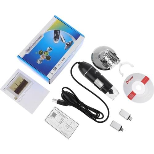 3-in-1 1600X USB Microscope OSX Windows PC Type-C Micro-USB Cell Phone Magnifier U4LA