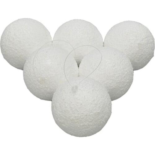 6pcs Christmas Tree Decor White Foam Ball 4-10cm Christmas Decoration Snowballs for Home Snowscapes Ball