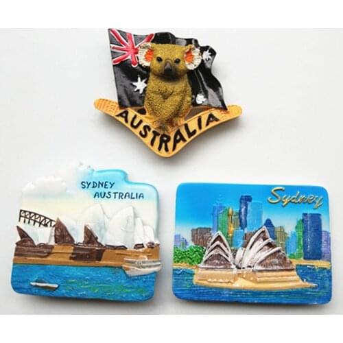 Australian fridge magnets refrigerator with souvenir national flag koala Sydney Opera House Melbourne 3D relief magnetic sticker