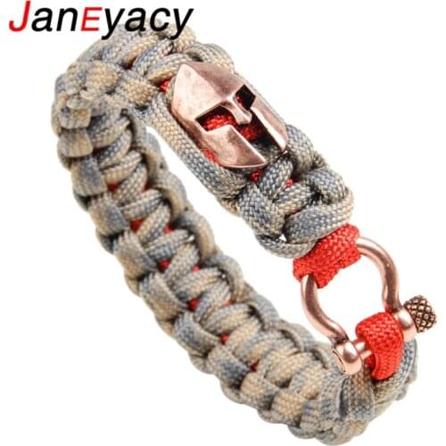 New Multifunctional Fashion Sports Knit Mens Bracelet Spartan Helmet Nylon Women Bracelet Survival Bracelet Hombres Pulsera