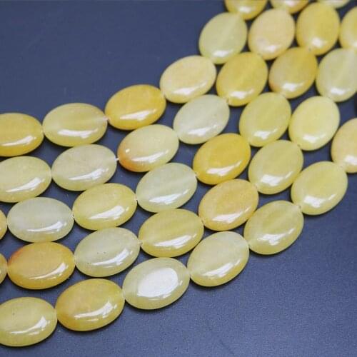 Charms Fashion Oval Shape Yellow Jades Stone Beads 13X18mm Stone Created DIY Beads Accessory Parts Jewelry Making 22pcs