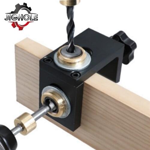 Woodworking Doweling Jig Pocket Hole Drilling Locator Jig Kit With 8/10/15mm Drill bit Vertical Drill Guide Hole Puncher Tools