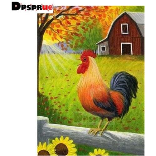 Dpsprue Full Square/Round Diamond Painting Cross Stitch Diamond 3D Embroidery Animal Cock DIY 5D Moasic Home Decor Gift D37