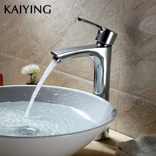 KAIYING Tall Stand Faucet Chrome Bathroom Faucet Basin Sink Mixer Tap Brass Made Cold And Hot Water Basin Faucet,2512G