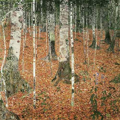 Oil Painting reproduction on Linen Canvas,Birch Forest by gustav Klimt,Free Fast Shipping,100% handmade , Museum Quality