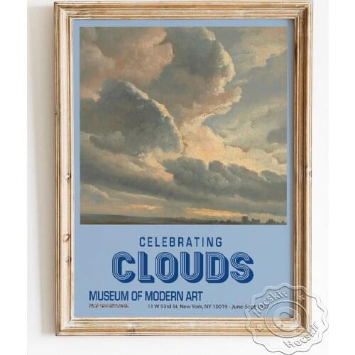 Simon Denis Exhibition Museum Poster, Study Of Clouds With A Sunset Near Rome Canvas Painting, Sky Clouds Landscape Painting
