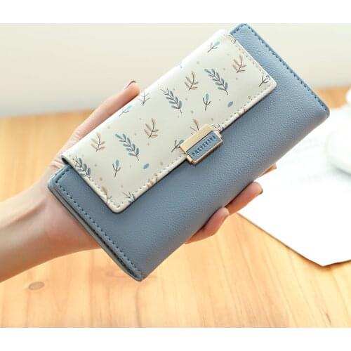 New Printing Women Purse Pocket Ladies Clutch Fold Wallet Women Long Card Holder Fashion Panelled Wallet Cartera Mujer