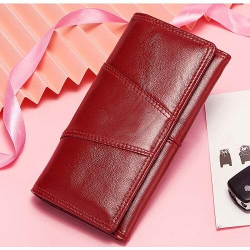 RFID Wallets for Women Genuine Leather Long Female Wallet Retro Ladies Purse Phone Case Coin Pocket Card Holder Clutch Carteras