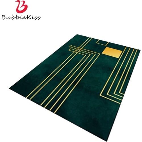 Bubble Kiss Nordic Style Carpet Green Large Golden Line Rug Living Room Modern Home Carpet Door Floor Mat Bedroom Decor Area Rug