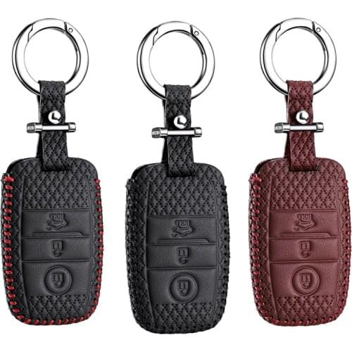 Luckeasy Leather Key Cover for KIA K3 K5 SORENTO CARENS CAR holder case key4Y