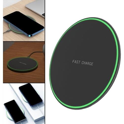 Small Practical Aluminum Qi 15W Thin Wireless Charger Pad Desktop Round for iPhone XR/XS/X/8 Series for Huawei Trips Home Use