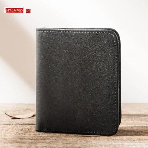 Genuine Leather Mini Purse Mens Wallet Men Short Leather Wallet Womens Youth Wallet Card Holder Ultra-thin Wallet