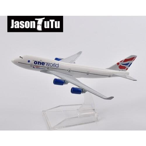 JASON TUTU 16cm One World Boeing 747 Plane Model Aircraft Diecast Metal 1/400 Scale Airplane Model Gift Collection Dropshipping
